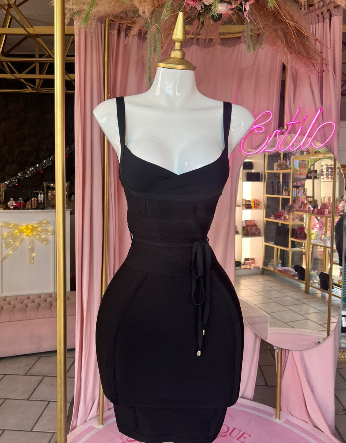 Negro Bandage Vestido