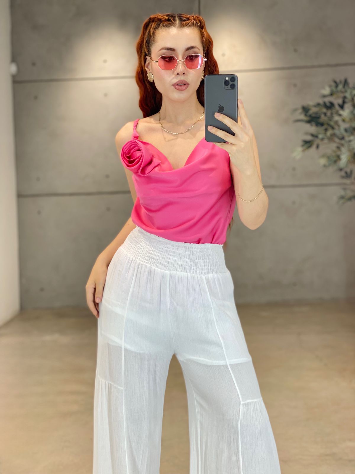 Blanco Puro Pantalón Palazzo