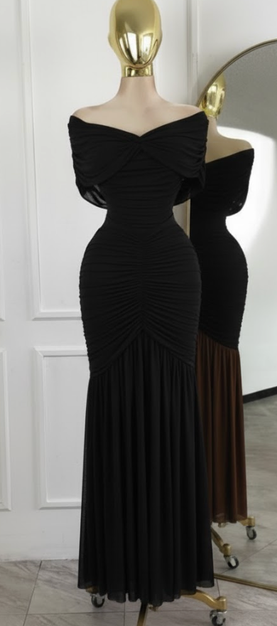 Vestido Off-Shoulder Drapeado