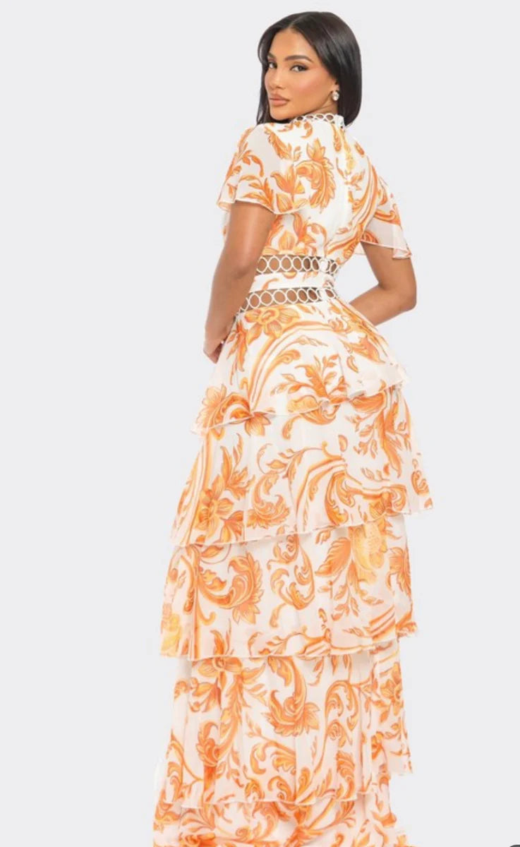 Vestido Floral Naranja