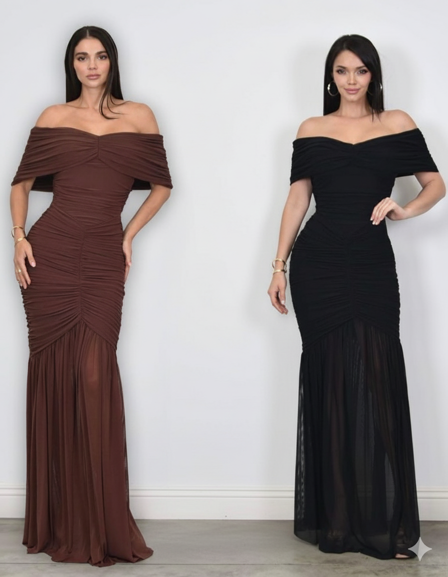 Vestido Off-Shoulder Drapeado