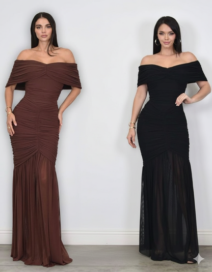 Vestido Off-Shoulder Drapeado