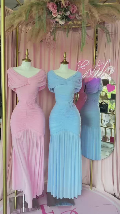 Vestido Off-Shoulder Drapeado